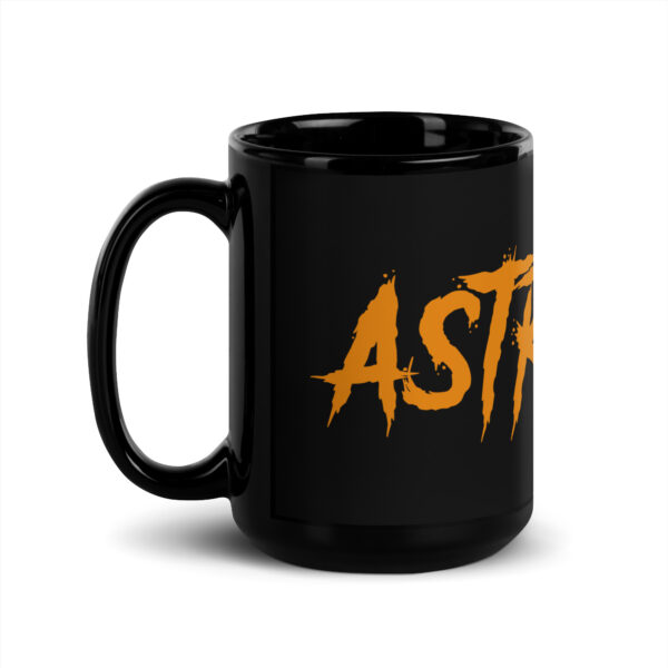 Astradica Black Glossy Mug Orange Logo Handwritten