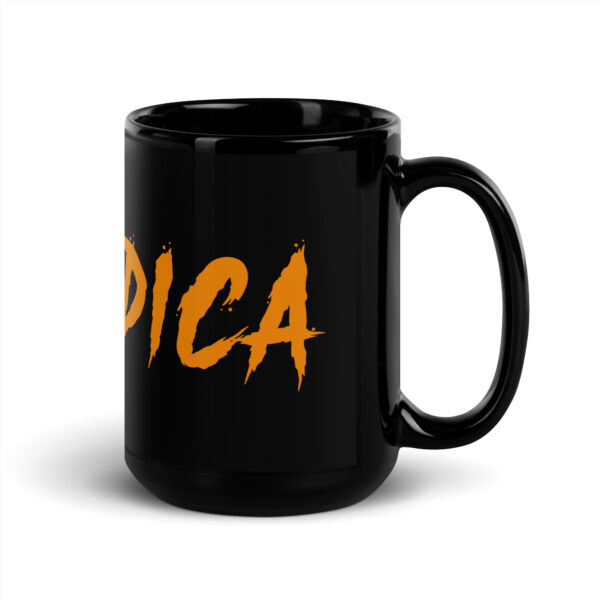 Astradica Black Glossy Mug Orange Logo Handwritten